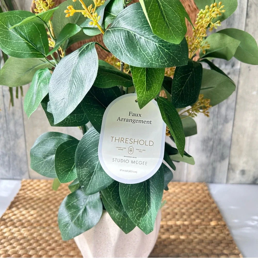 🌴 Threshold Tabletop Faux Fall Greenery w/Yellow/Orangey Little Flower Blossoms